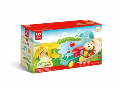 Railway set, Hape, Jungle animals, 15 pieces