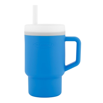 Silicone cup, Infantino, Ocean, With straw, 270 ml