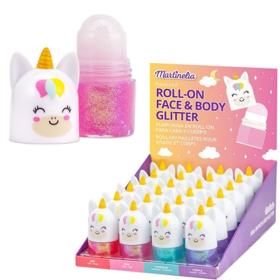 Roll-on pentru fata si corp cu sclipici Martinelia 1168CP. Roz, 16g