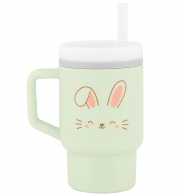 Cana din silicon, Infantino, Iepuraș, cu pai, 270 ml