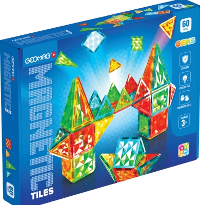 Магнитен конструктор, Geomag, Разноцветни плочки, 60 части