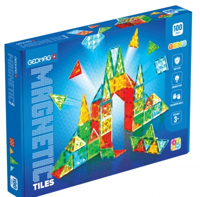Magnetic constructor, Geomag, Multicolored tiles, 100 pieces