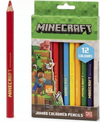 Triangular pencils, Astra Jumbo, MINECRAFT, 12 colors