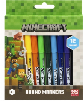 Round felt-tip pens, Astra, MINECRAFT, 12 colors