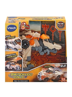 Interactive Toy, Vtech, Transformer Viper, Car and Dinosaur Velociraptor 2 in 1