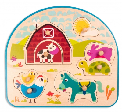 Puzzle din lemn, Battat, Farm, 8 piese