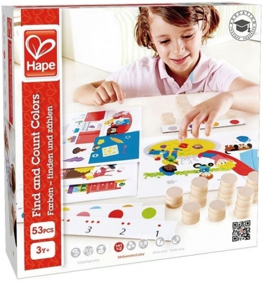 Hape Find, Collect and Count Wooden Game Set, 53 Pieces