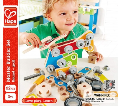 Wooden construction kit, Hape, Master Builder, 62 parts