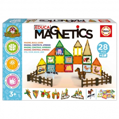 Magnetic constructor, Educa, Eco farm, 28 pieces