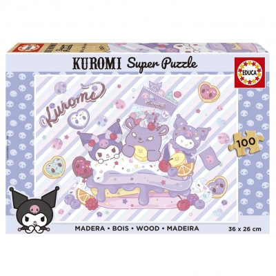 Wooden puzzle, Educa, Kuromi, 100 pieces
