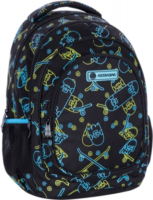 Backpack with neon effect, Skateboards
