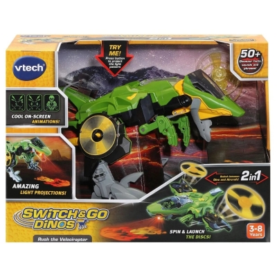 Jucarie interactiva, Vtech, Transformer Rush, Avion si Dinozaur Velociraptor 2 in 1, Verde