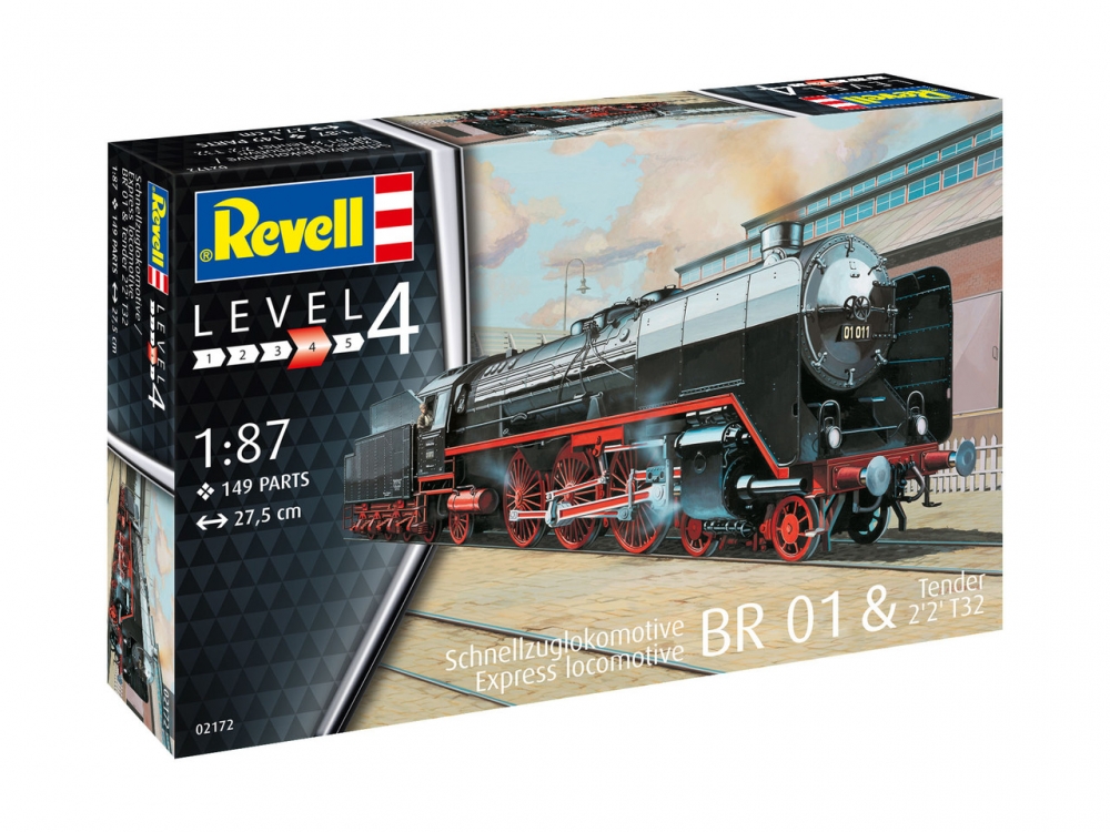 Macheta Locomotiva de construit Revell German Express Locomotive BR01&Tender 2&prime;2&prime;T32 1:87 REV 02172