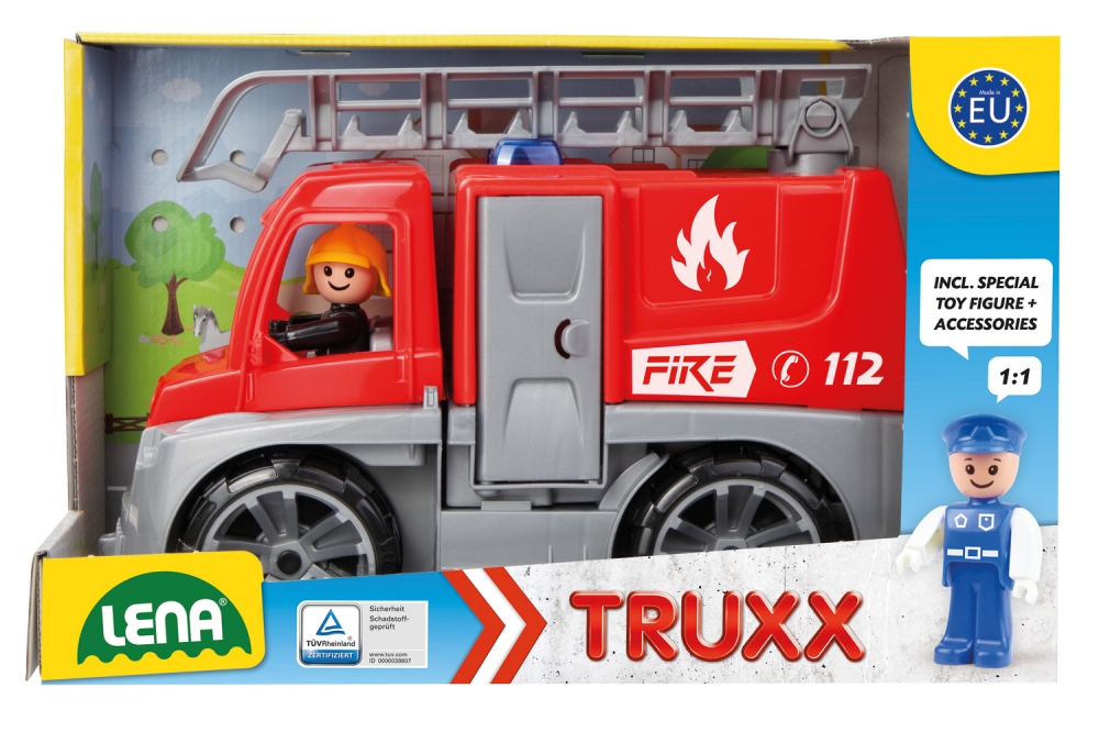Cărucior de joacă, Lena, Mașină de pompieri, Truxx 29 cm