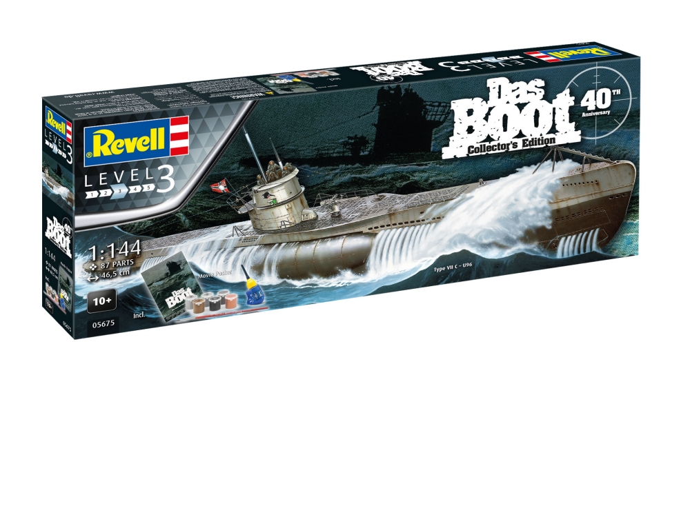Model de asamblare, Revell, Submarin Das Boot, Ediție de colecție 40 de ani, 87 de piese