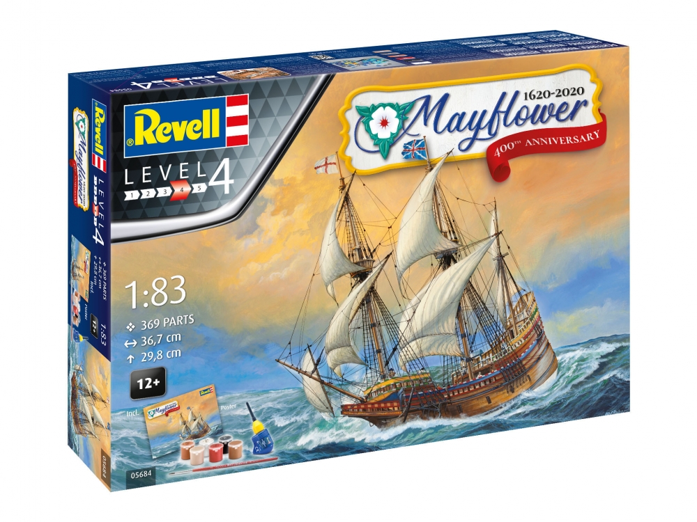 Machetă de asamblare, Revell, Velier Mayflower, Ediție aniversară 400, 369 de piese