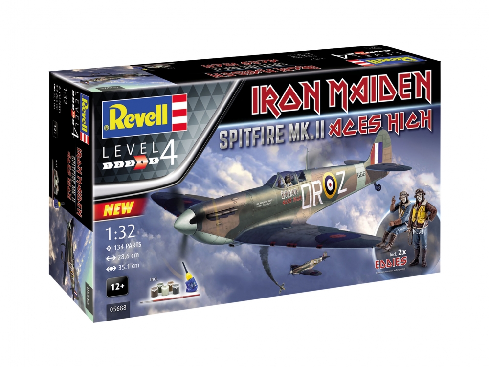 Model de asamblare, Revell, Iron Maiden, Fighter Mk.II Aces High Gift Set, 134 de piese