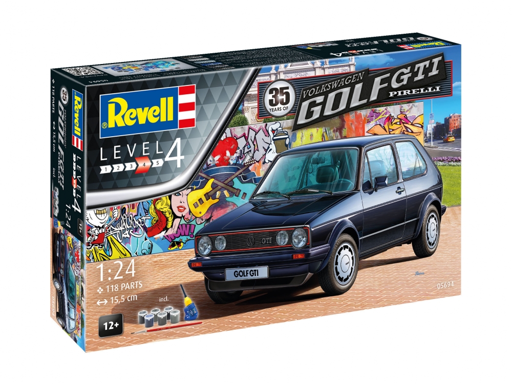 Machetă de asamblat, Revell, Set cadou 35 de ani Volkswagen Golf GTI Pirelli, 118 piese