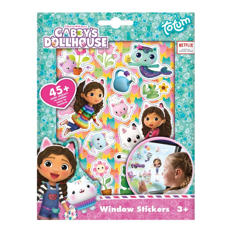 Set de stickere, Totum, Casa de papusi a lui Gabby, stickere pentru sticla, 5 bucati