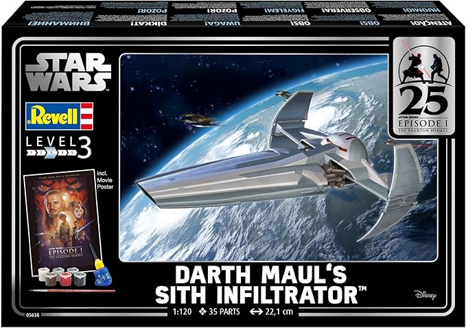 Model de asamblare, Revell, Set Cadou Darth Maul′s Sith Infiltrator, cu accesorii