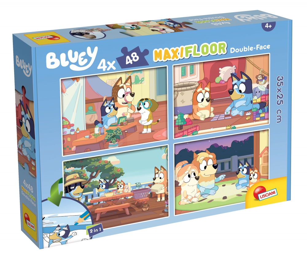 Puzzle de colorat Lisciani - Bluey, 4 in 1, 4x48 piese