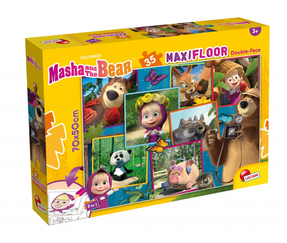 Puzzle, Lisciani, Masha și Ursul, Puzzle cu două fețe 35 de piese