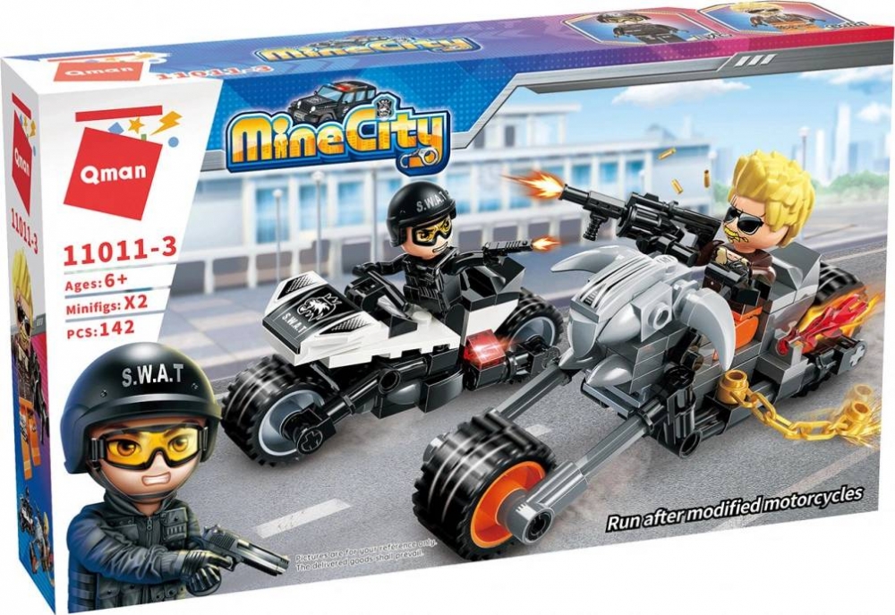 Constructor, Qman, MineCity, Urmărire cu motociclete, 142 de piese
