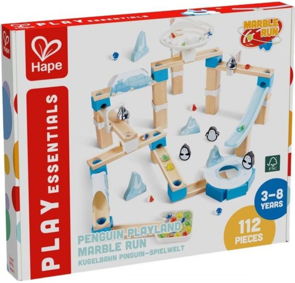 Set de jocuri din lemn, Hape, Domino, Penguin land, 112 piese