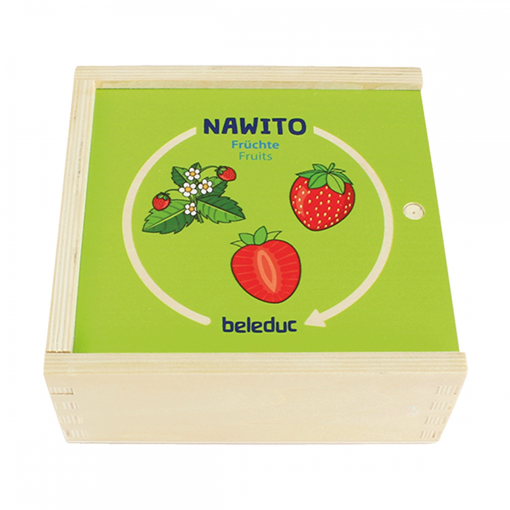 Joc de logică din lemn cu puzzle, Beleduc, Nawito, Fructe, 30 de piese