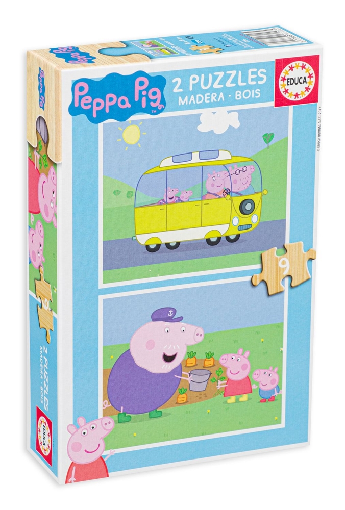 Puzzle, Educa, Peppa Pig 2 in 1, 2 x 9 piese