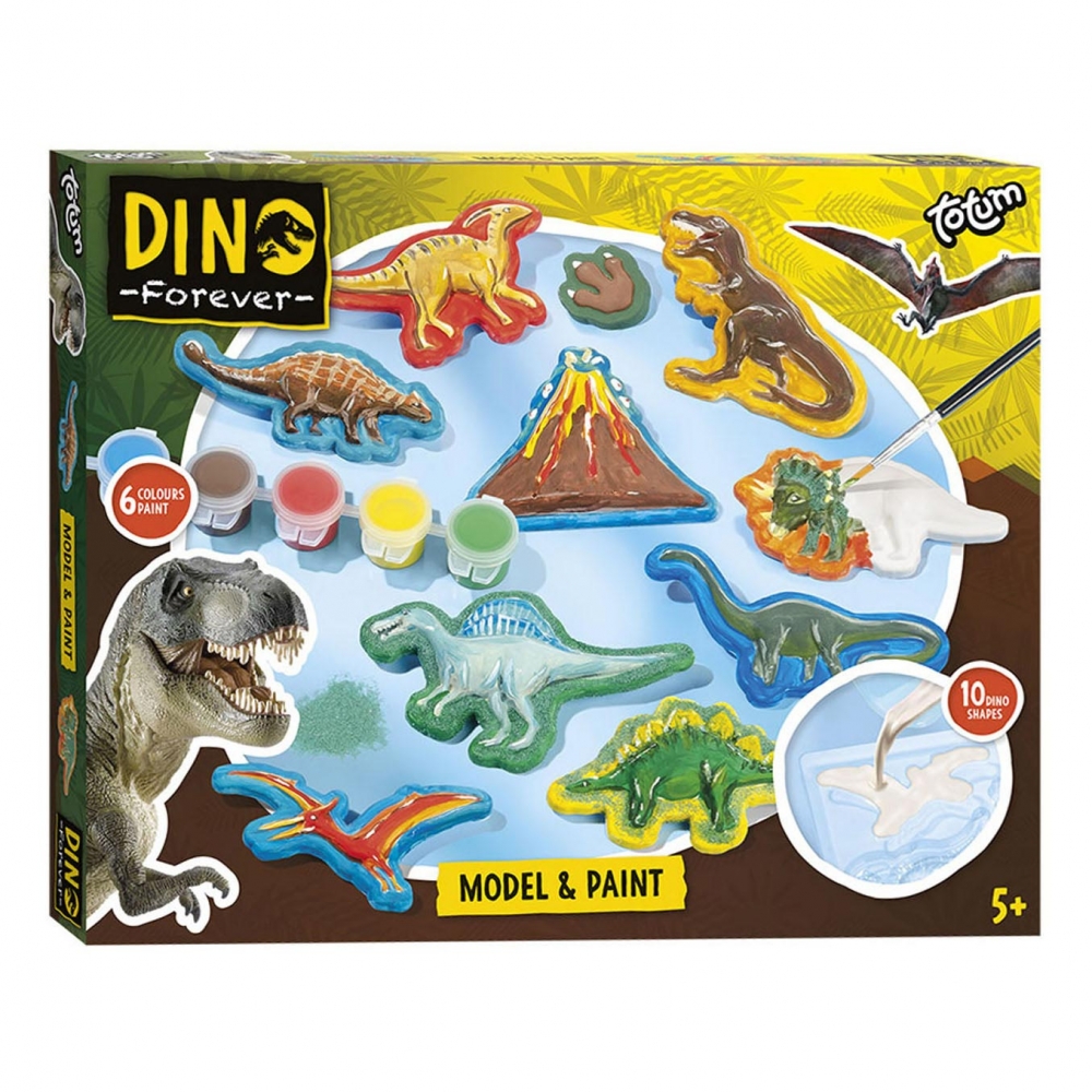 Set creativ, Totum, Faceti si colorati modele de ipsos, Dinozauri
