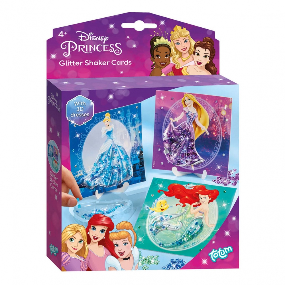 Set creativ, Totum, Carduri cu sclipici DIY, Printese Disney