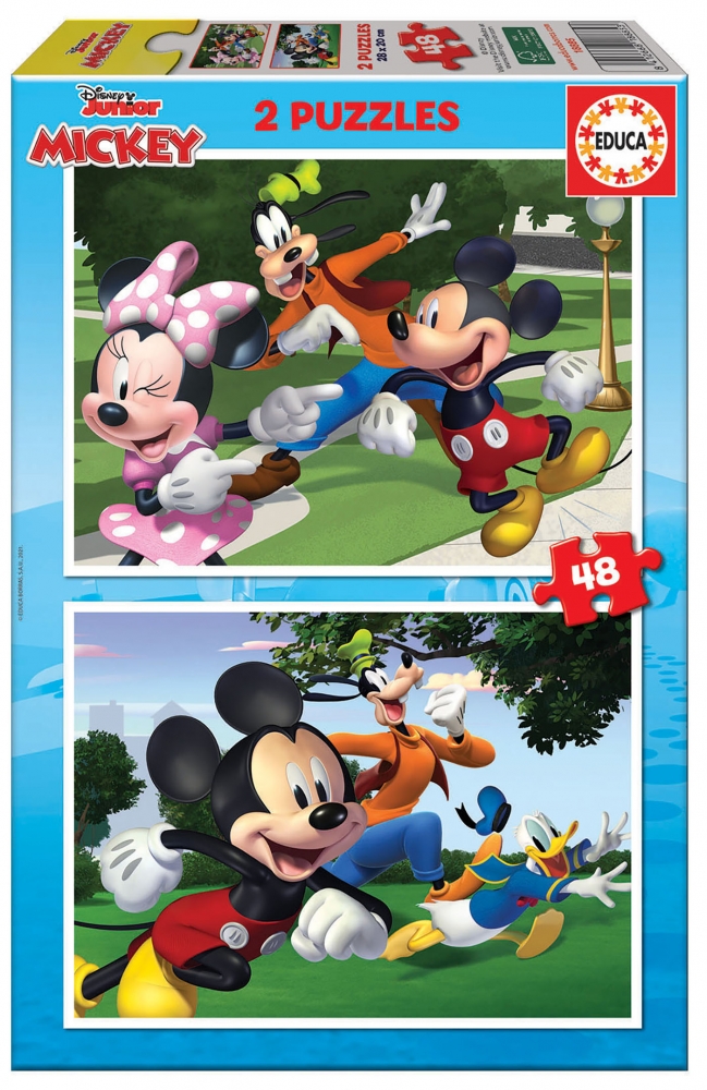 Puzzle, Educa, Mickey și prietenii, 2 în 1, 2 x 48 de piese