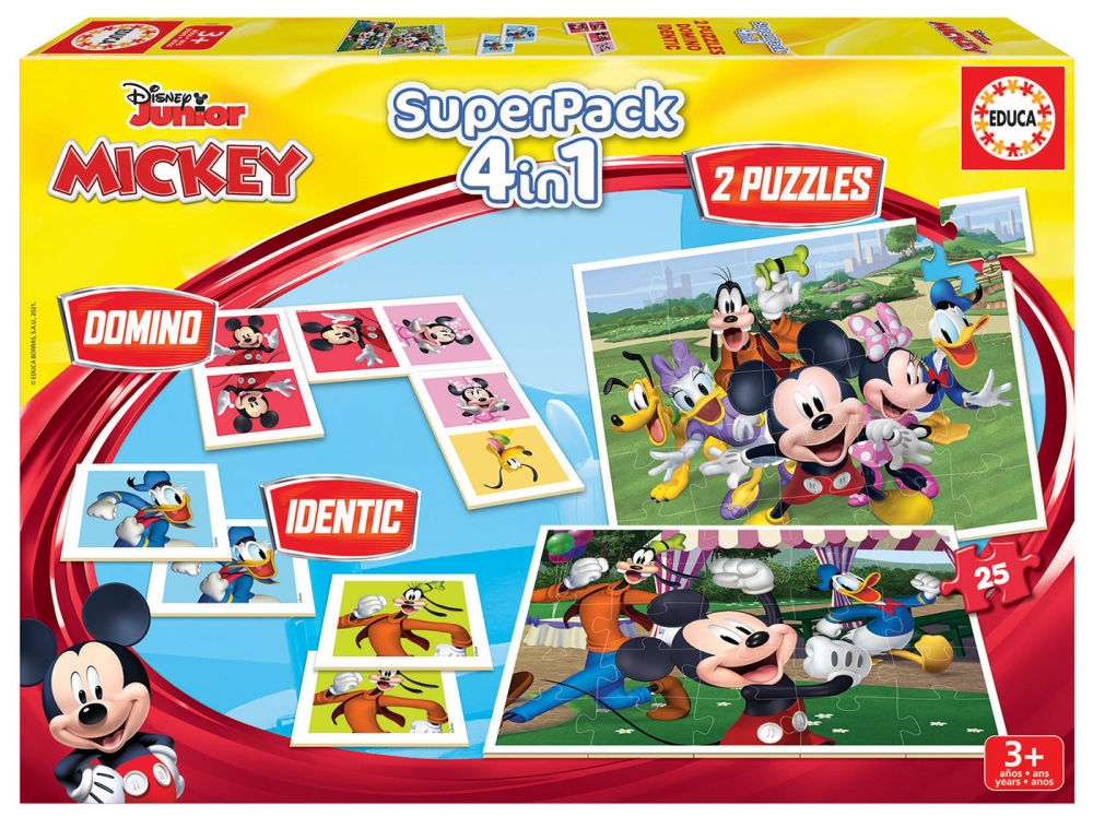 Joc educational, Educa, Super Pack 4 in 1, Mickey si prietenii