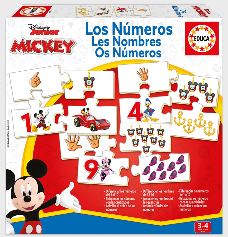 Puzzle educational, Educa, Mickey si prietenii, Numere, 40 piese