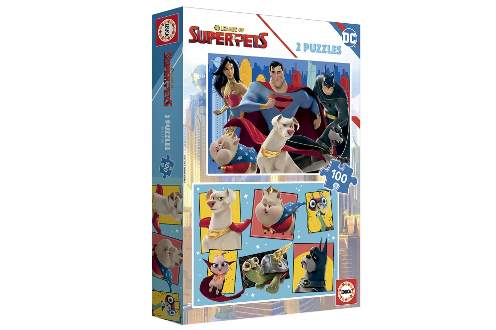 Puzzle, Educa, DC League of Superpets, 2 x 100 piese