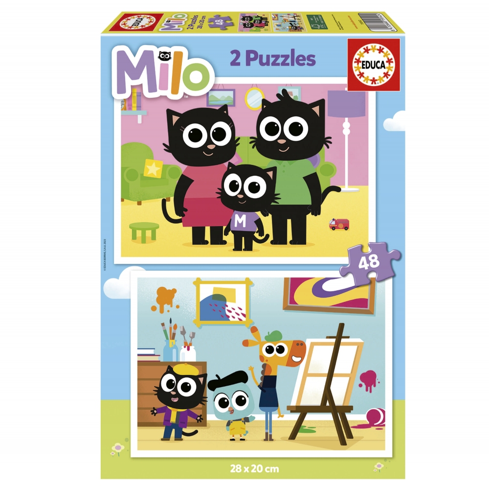 Puzzle, Educa, Milo 2 in 1, 2 x 48 piese
