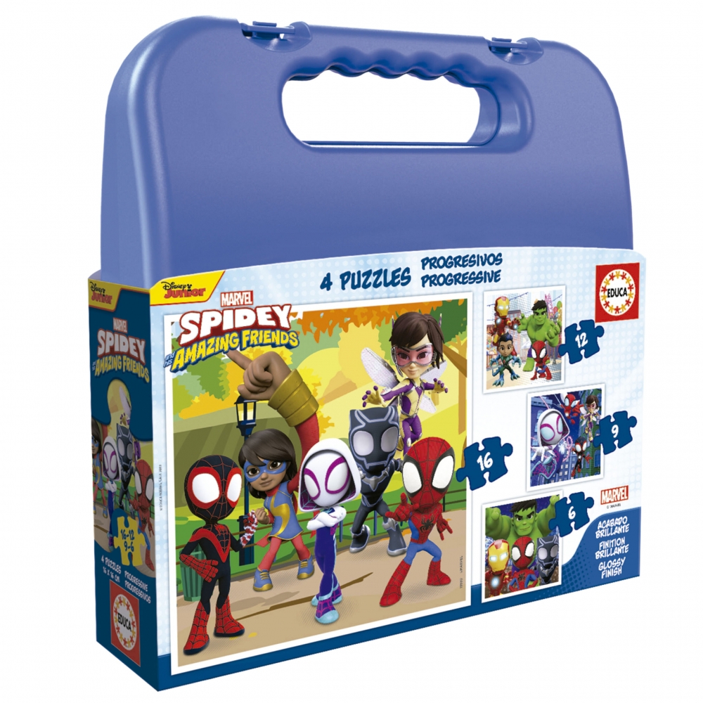 Puzzle progresiv, Educa, Spidey si prietenii sai minunati, 6-9-12-16 piese