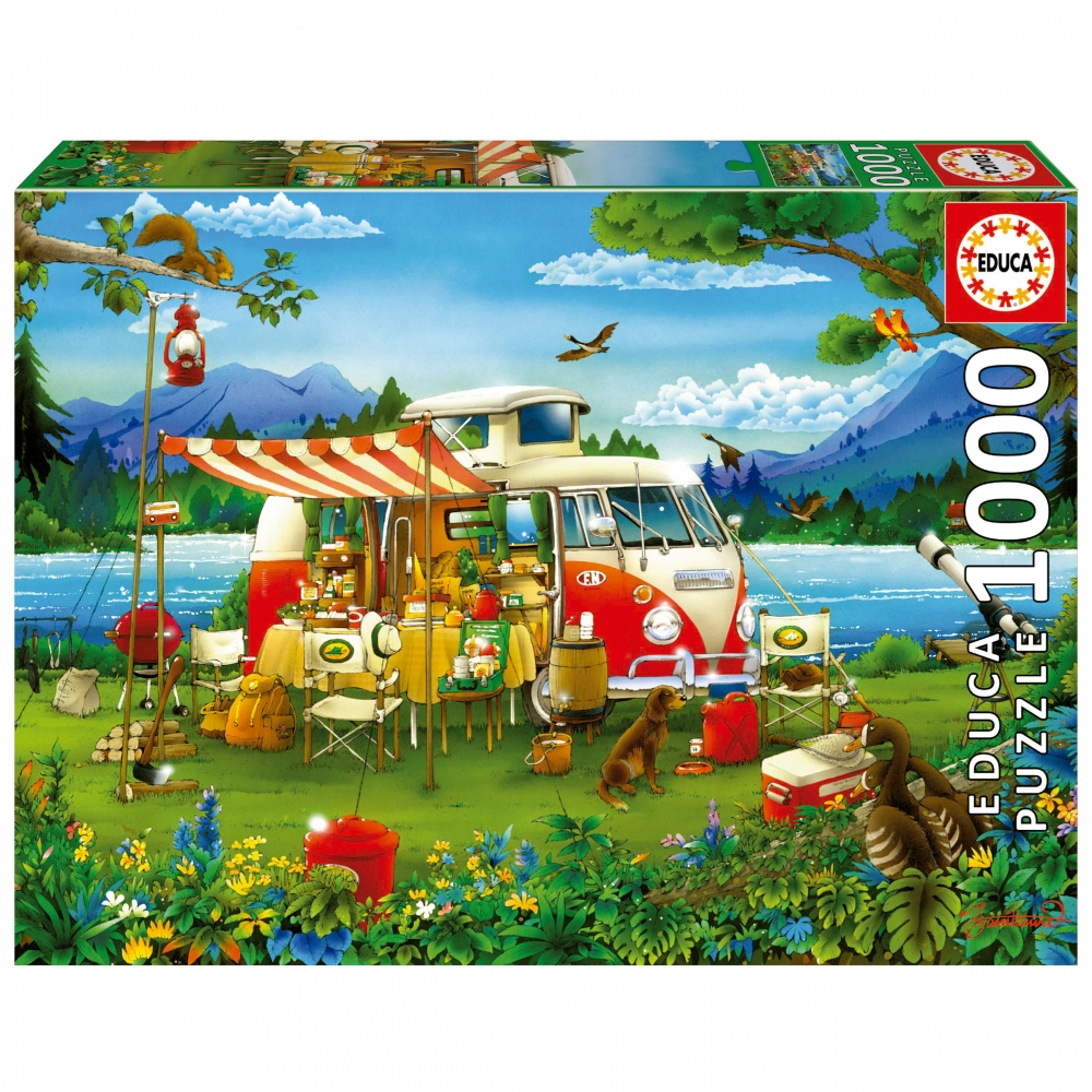 Puzzle, Educa, Vacanta in camping, 1000 piese