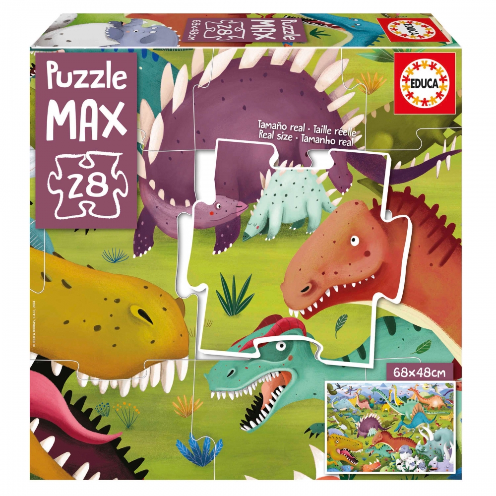 Puzzle, Educa, MAX Dinozauri, 28 piese
