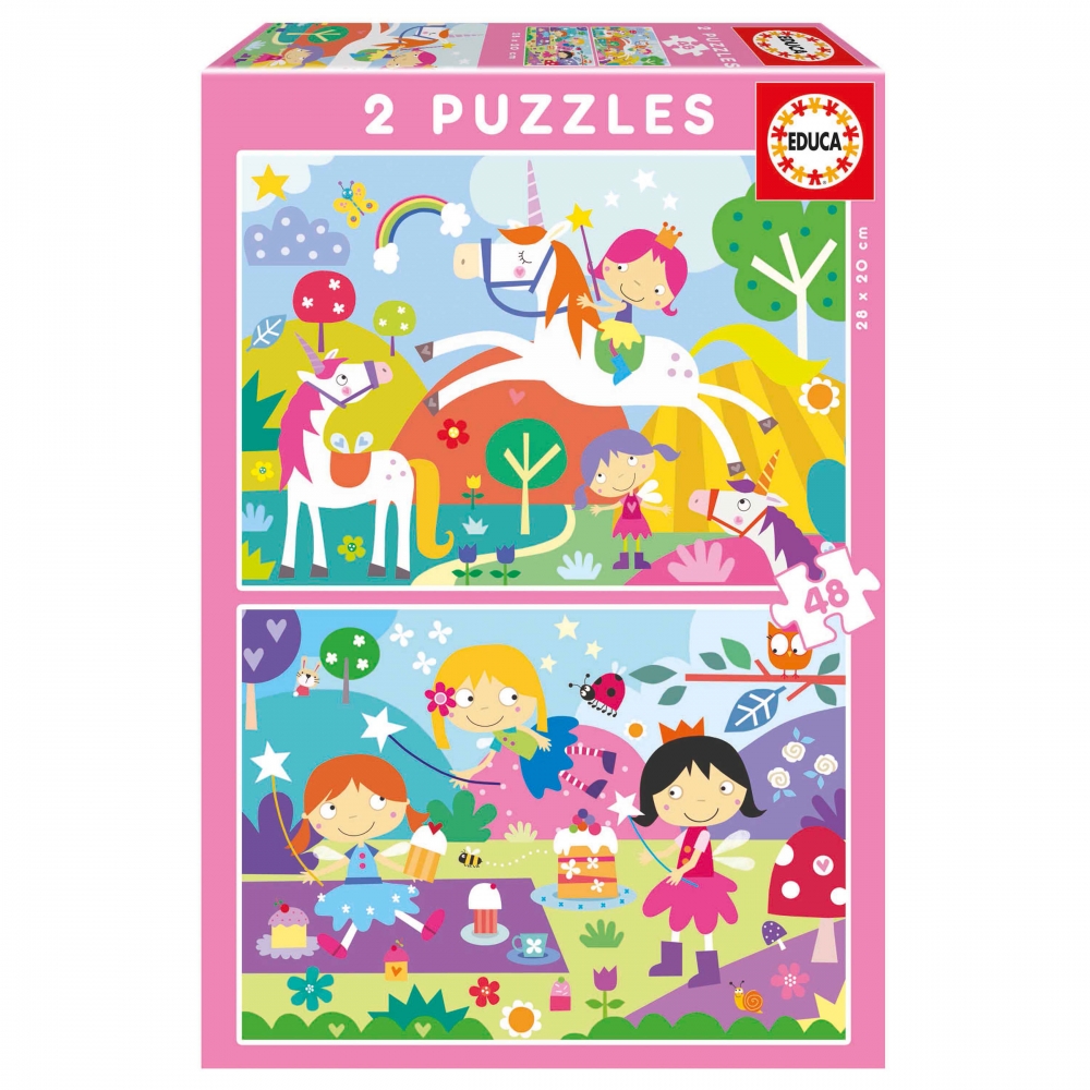 Puzzle, Educa, Fantasy Friends 2 in 1, 2 x 48 piese