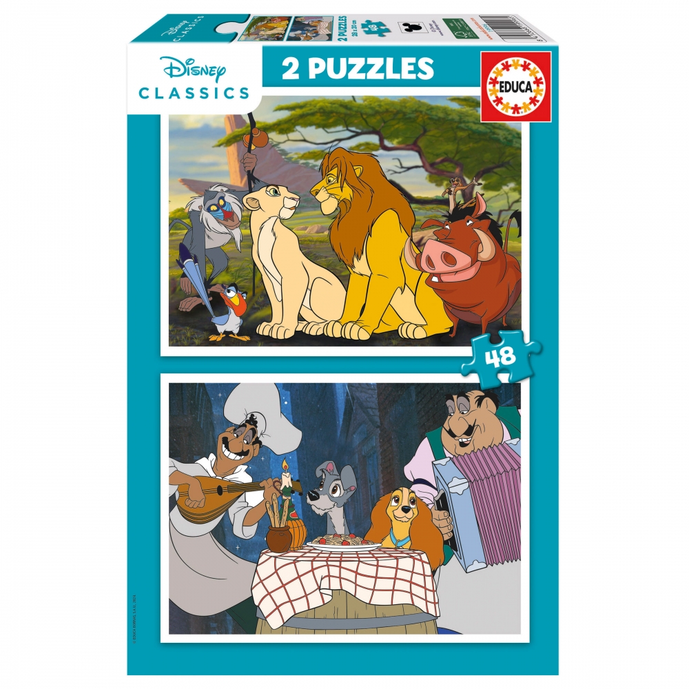 Puzzle, Educa, Animale Disney 2 in 1, 2 x 48 piese