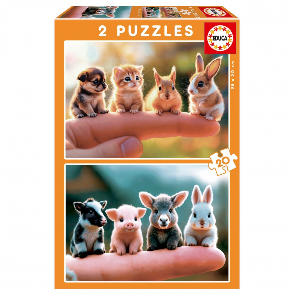 Puzzle progresiv, Educa, pui de animale 2 x 20