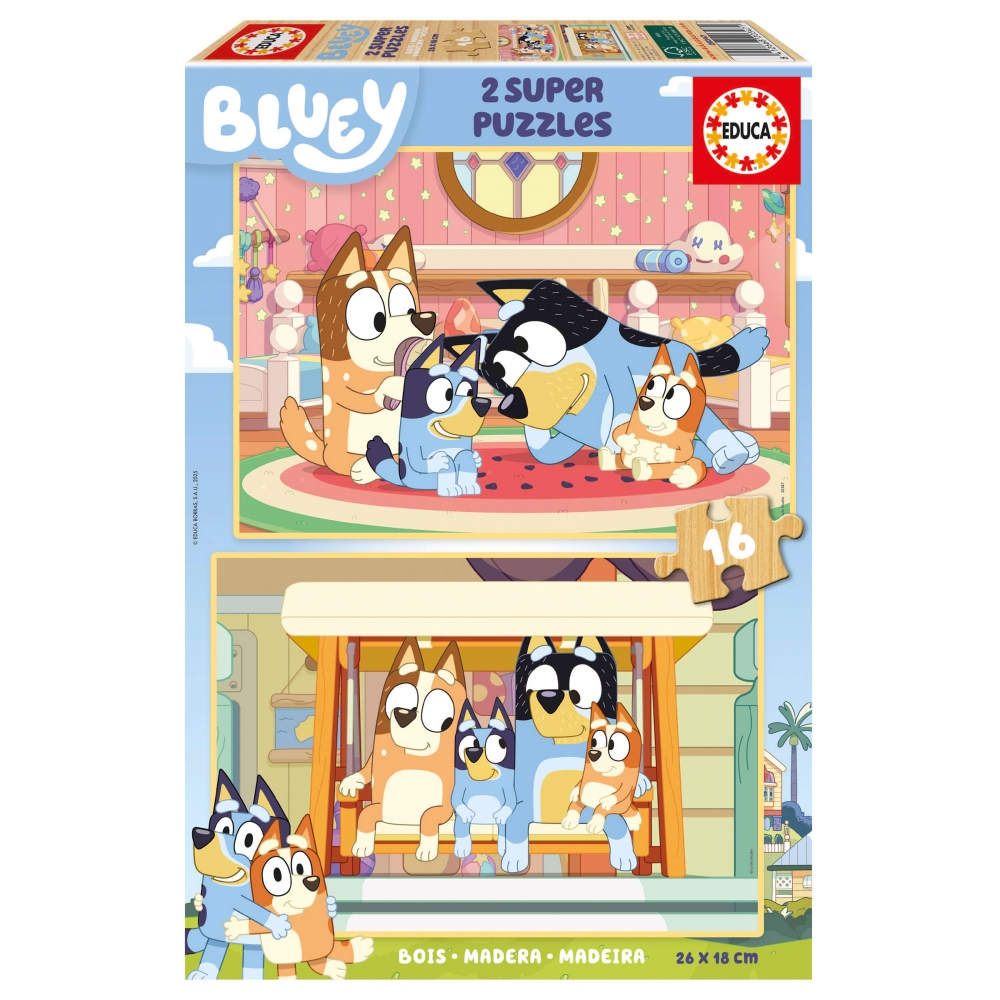 Puzzle, Educa, Bluey, 2 x 16 piese