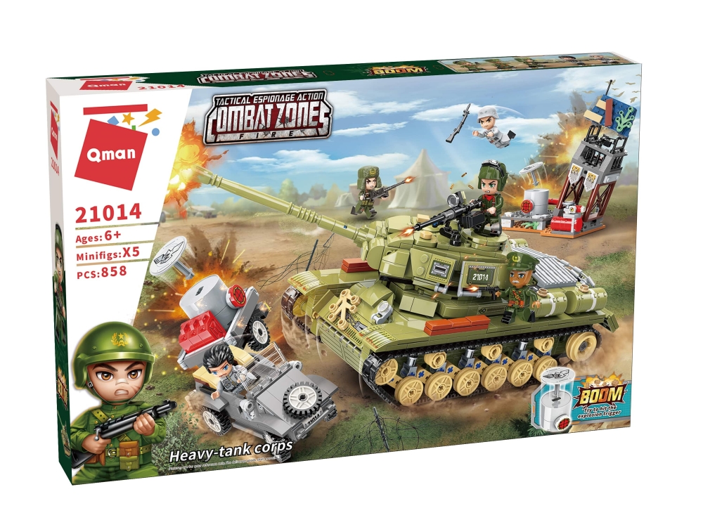 Set constructie, Qman, Combat Zone, Corp de tanc greu, 858 piese
