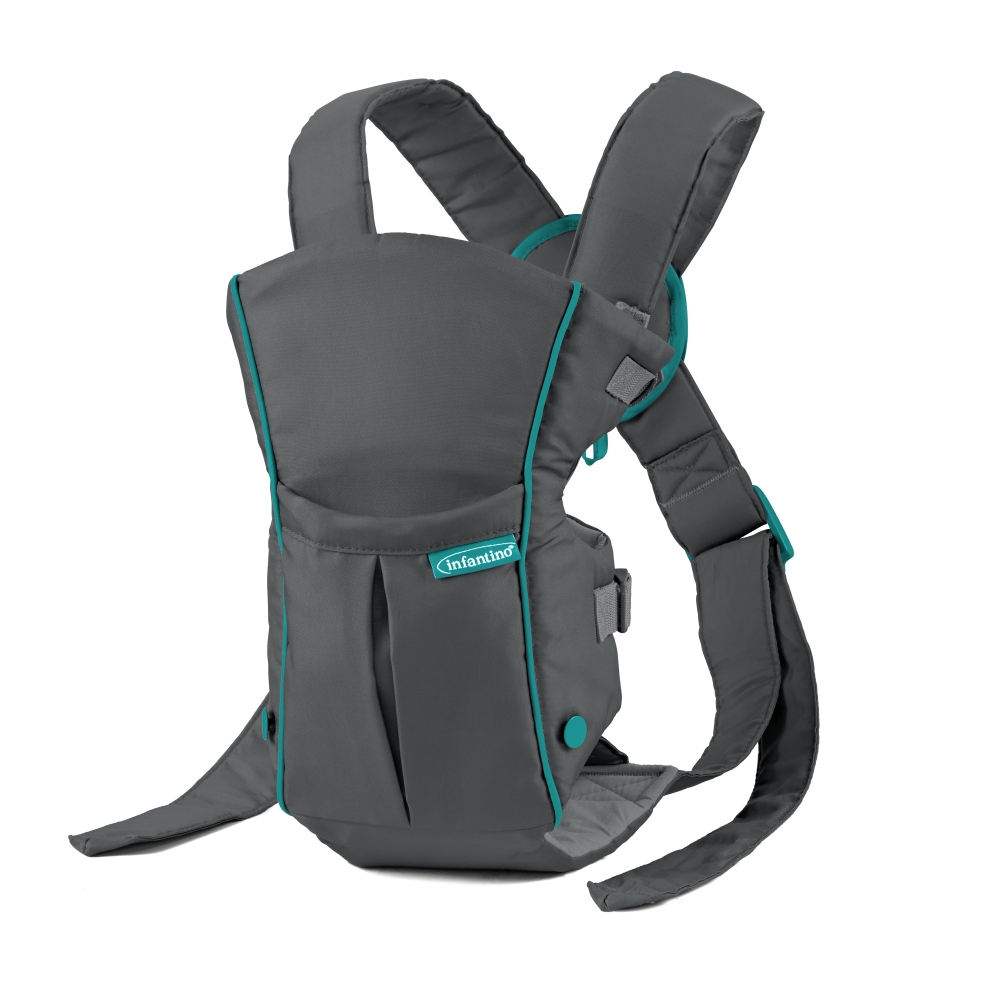 Marsupiu ergonomic pentru bebeluși cu buzunar, Infantino, 2 în 1, Gri, de la 3,6 la 11,3 kg.