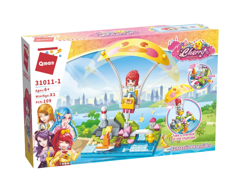 Set constructie, Qman, Cherry, Parapanta Fun, 109 piese