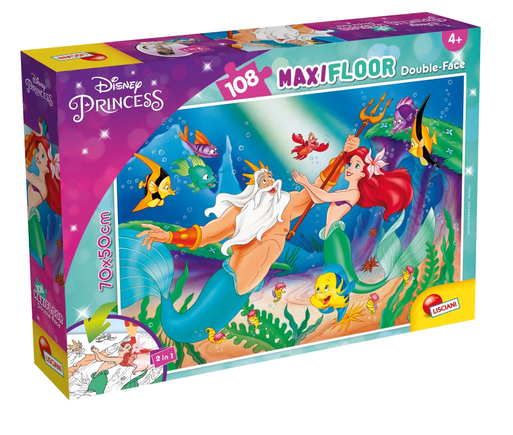 Puzzle, Lisciani, Mica Sirena, Puzzle cu doua fete 108 piese