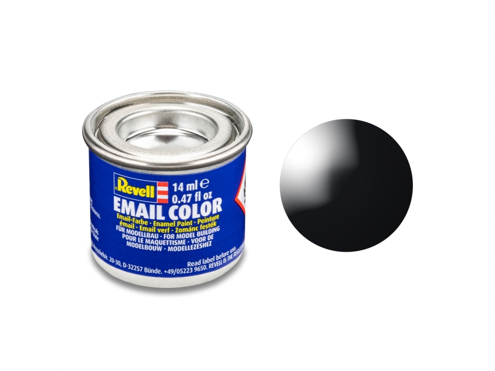 Vopsea emailată, Revell, Email Color, Negru lucios, 14 ml