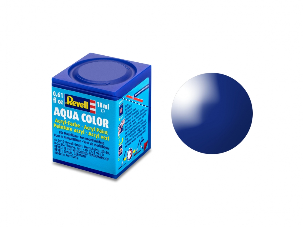 Vopsea acrilică, Revell, Aqua Color, Albastru transparent lucios, 18 ml